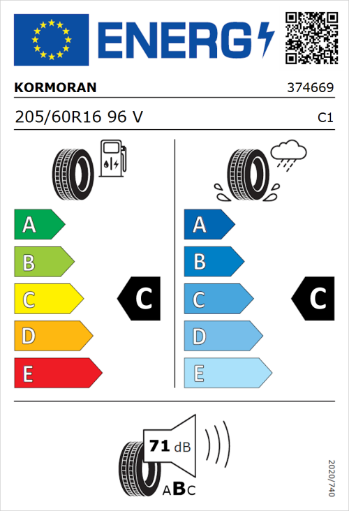 Tyre Label for Kormoran Road Performance 205/60R16 96V